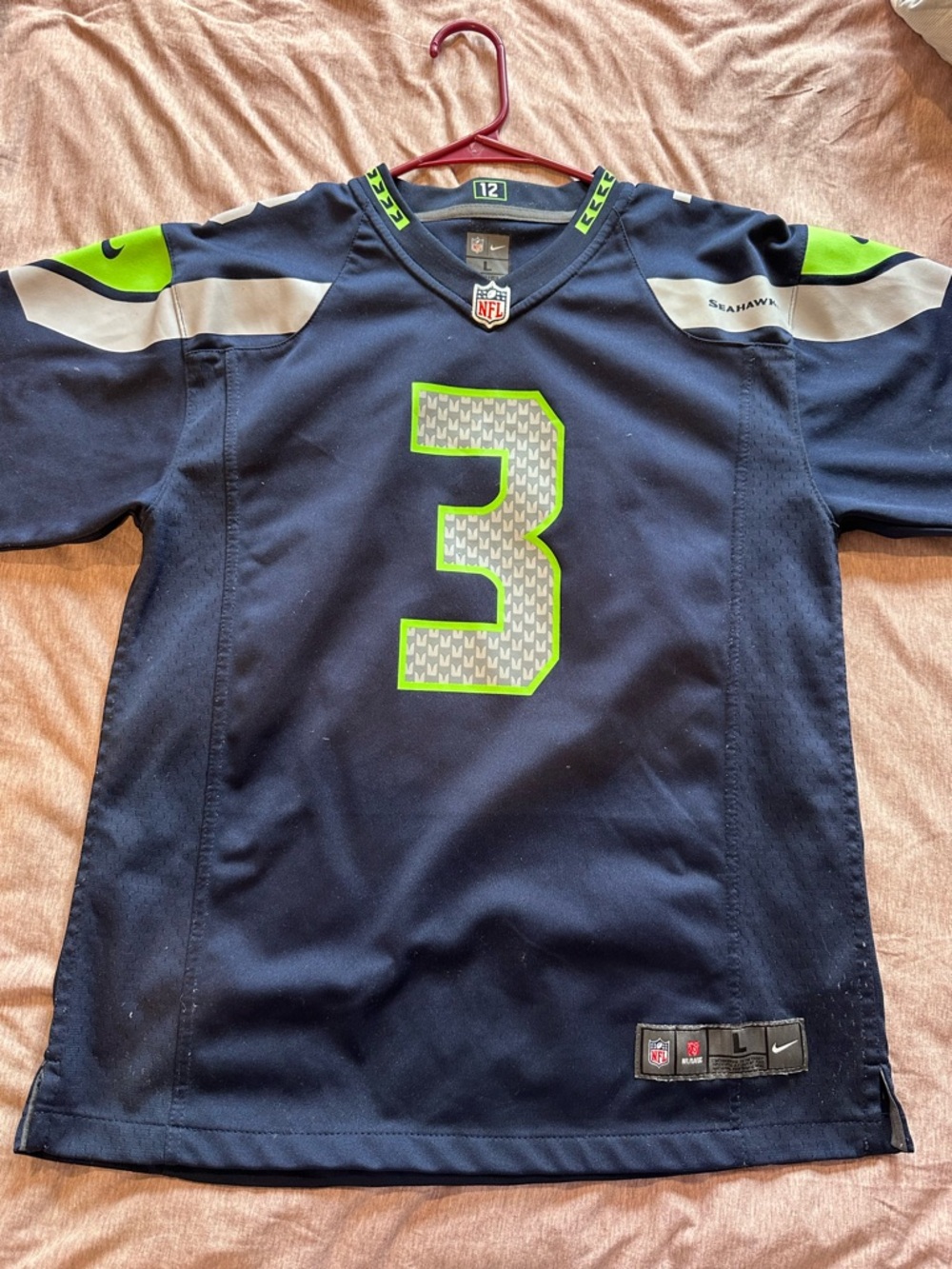 Nike NFL Seattle Seahawks #3 Navy & Neon Green Jersey